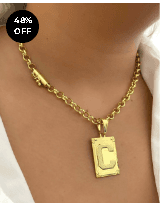 Corrente Elo portugues 6mm feminino + Pingente Letra Banhado Ouro 18K Cordão